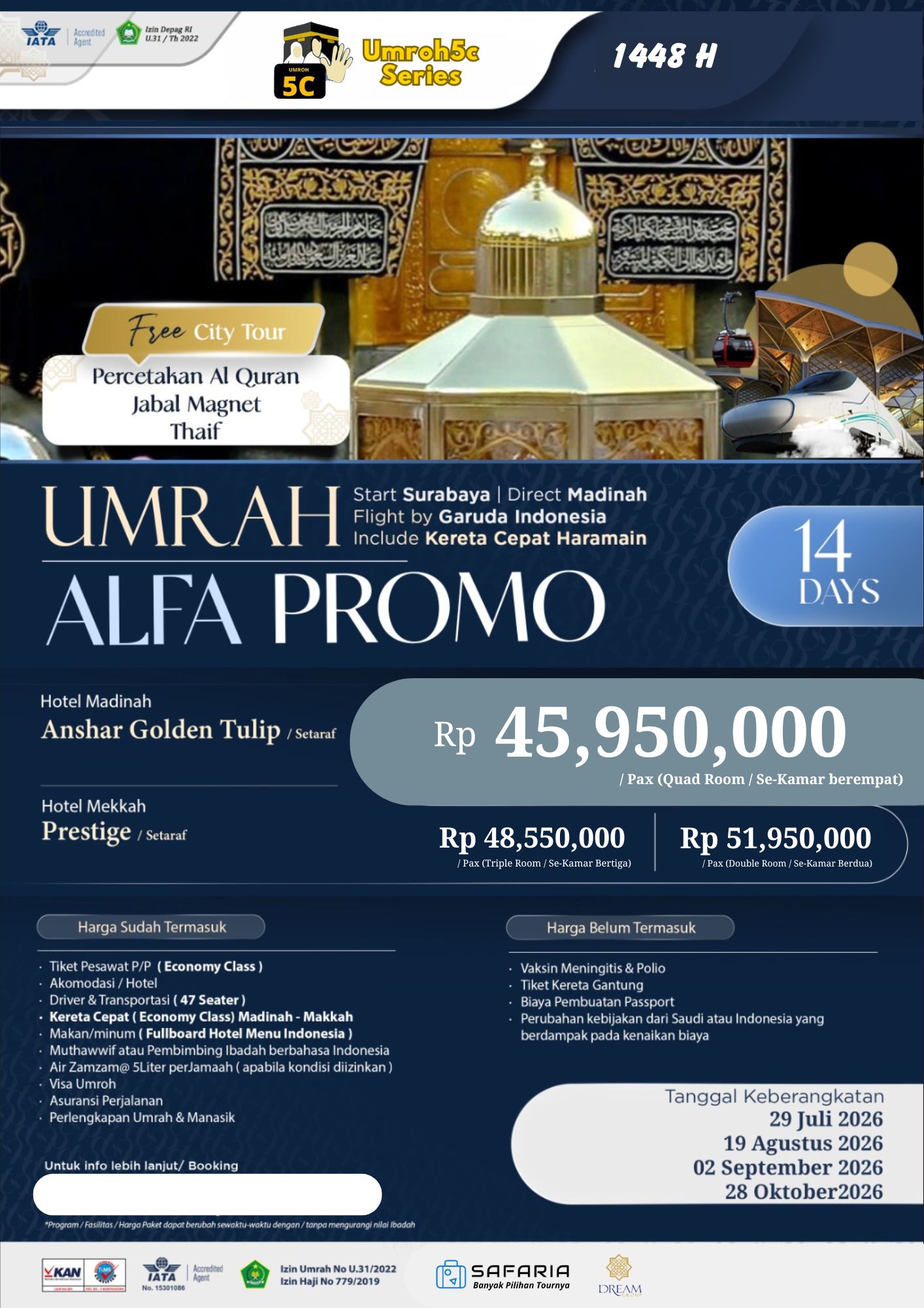 Umroh5c ALFA Promo Via Surabaya 14D